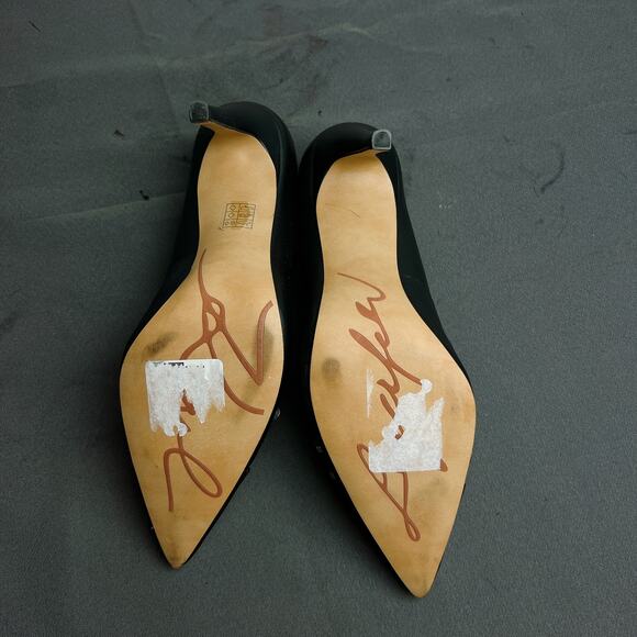 Karl Lagerfeld Black Studded Pointed Toe Stiletto Heels 8.5 - Picture 4 of 6